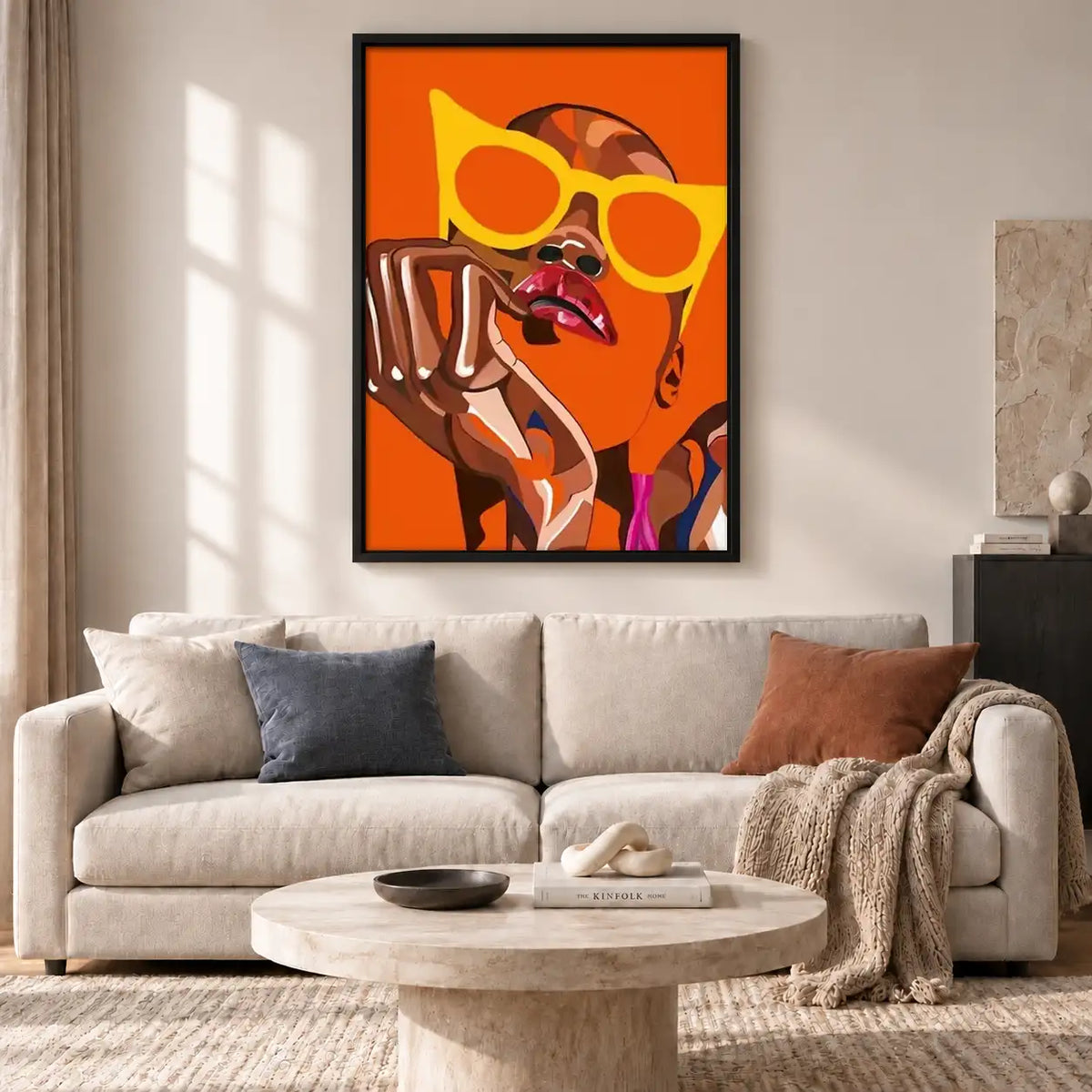 Orange Cubist Dog with Sunglasses Wall Art 2