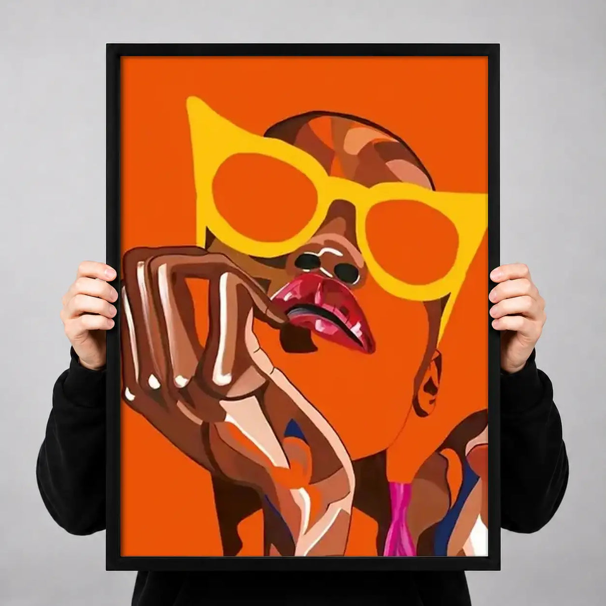 Orange Cubist Dog with Sunglasses Wall Art 3