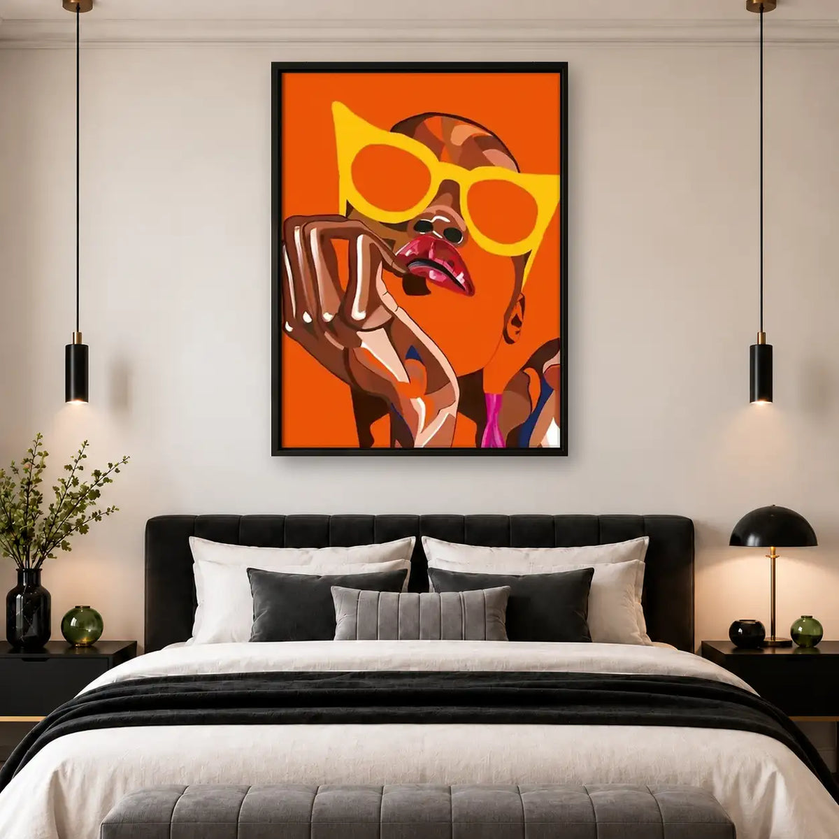 Orange Cubist Dog with Sunglasses Wall Art 4