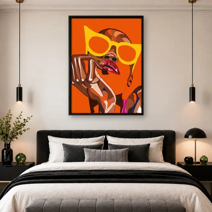 Orange Cubist Dog with Sunglasses Wall Art 4