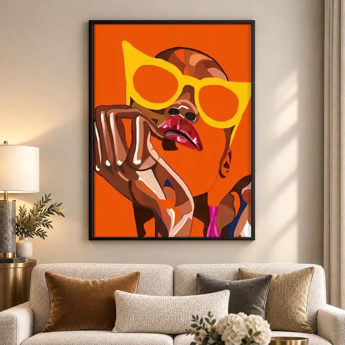 Orange Cubist Dog with Sunglasses Wall Art 5