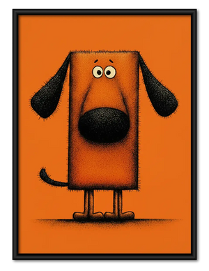 Orange Geometric Dog Portrait Wall Art