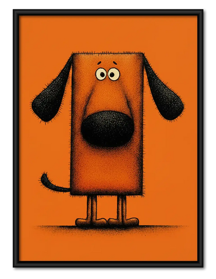 Orange Geometric Dog Portrait Wall Art