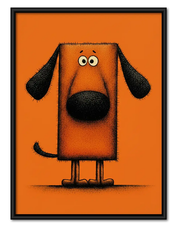 Orange Geometric Dog Portrait Wall Art