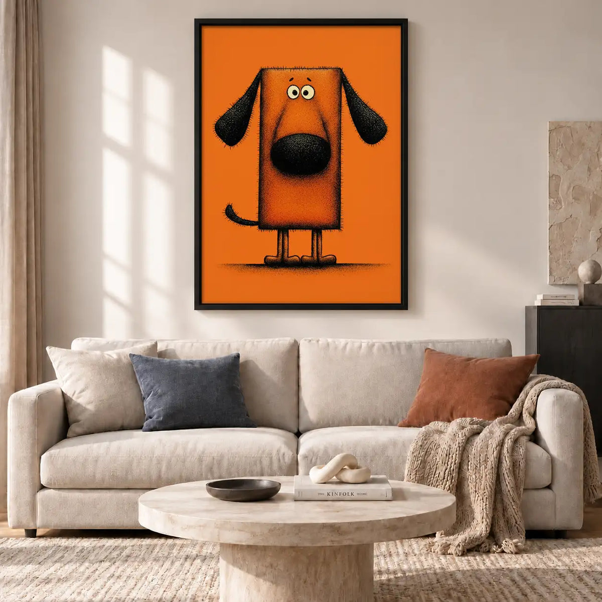 Orange Geometric Dog Portrait Wall Art 2