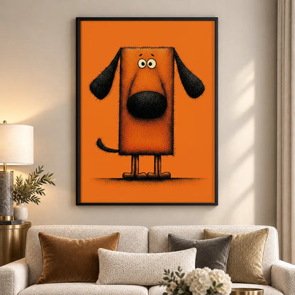 Orange Geometric Dog Portrait Wall Art 5
