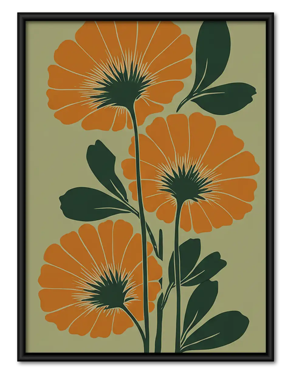 Orange Poppy Botanical Wall Art 1