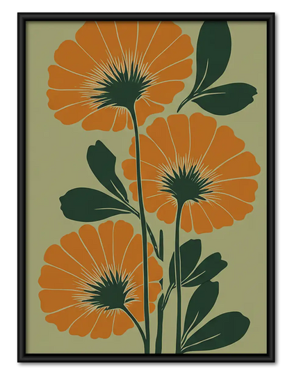 Orange Poppy Botanical Wall Art