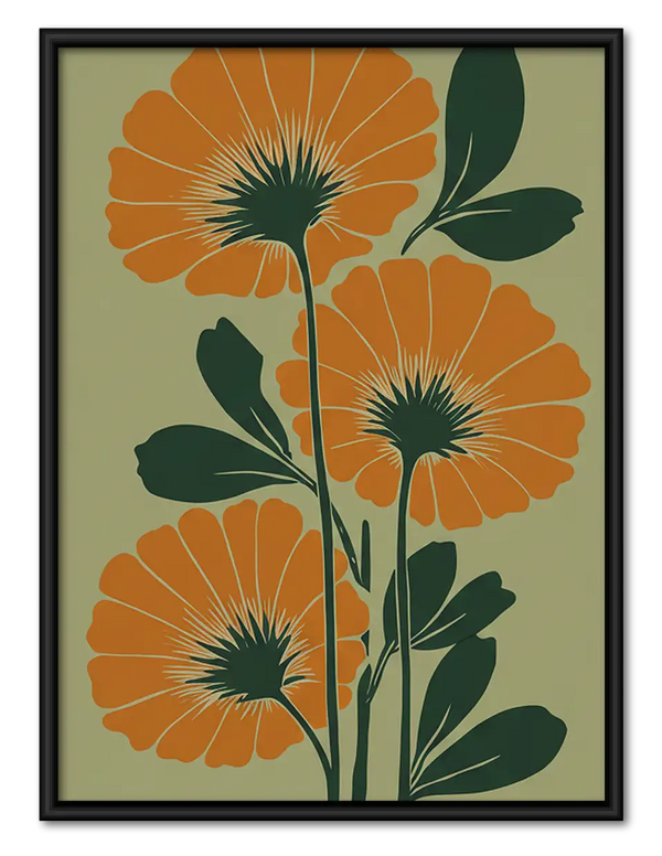 Orange Poppy Botanical Wall Art