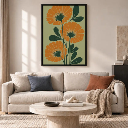 Orange Poppy Botanical Wall Art 2