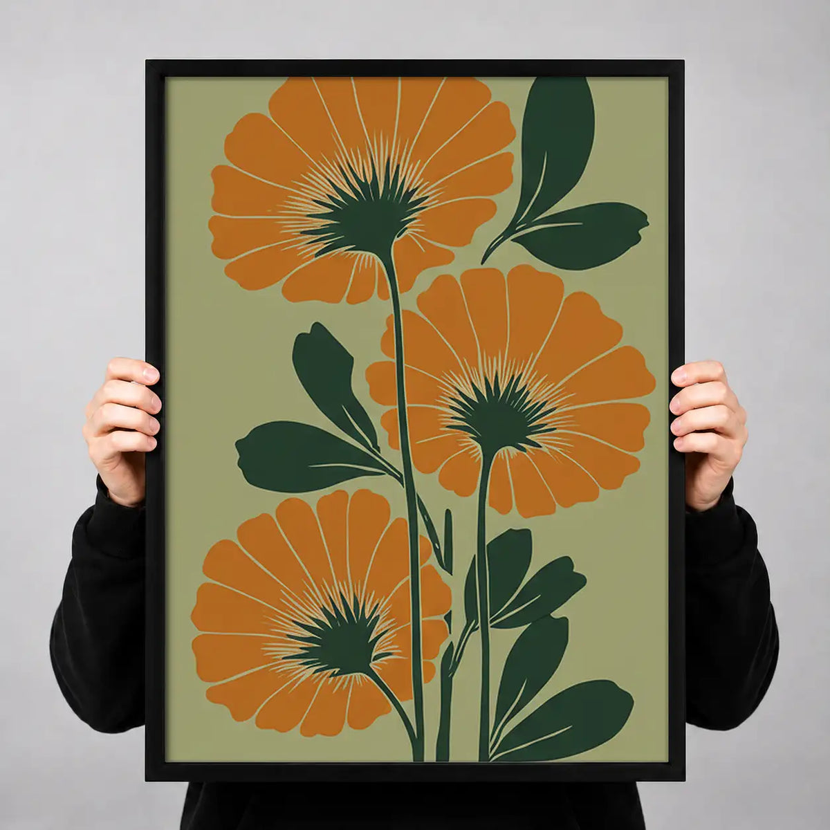 Orange Poppy Botanical Wall Art 3