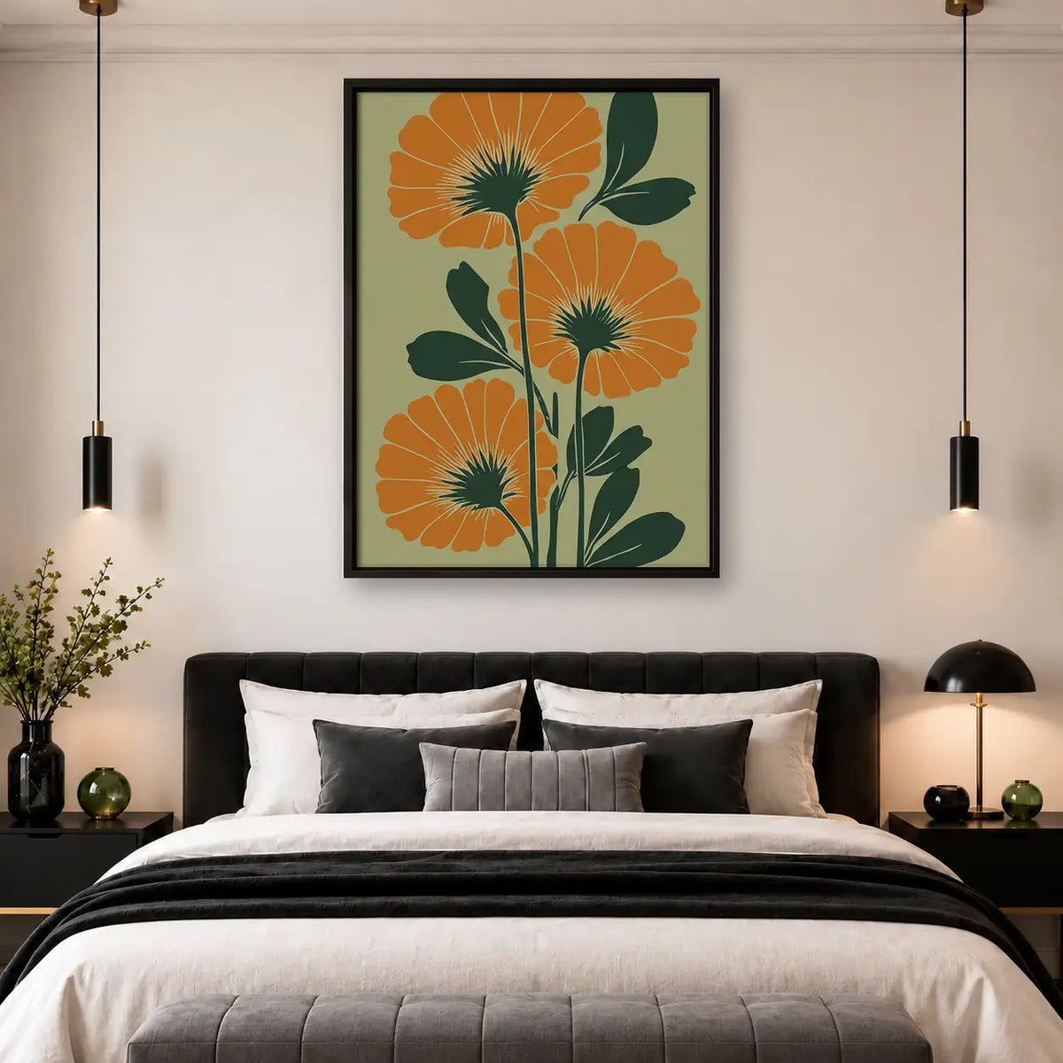 Orange Poppy Botanical Wall Art 4