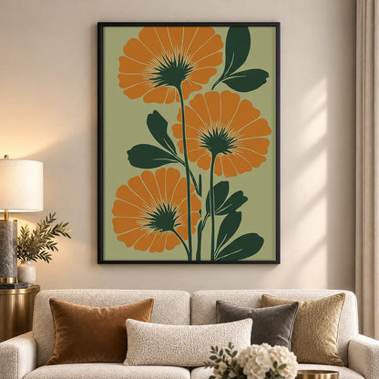 Orange Poppy Botanical Wall Art 5