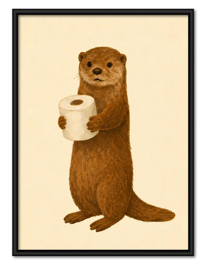 Otter Holding Toilet Paper Wall Art