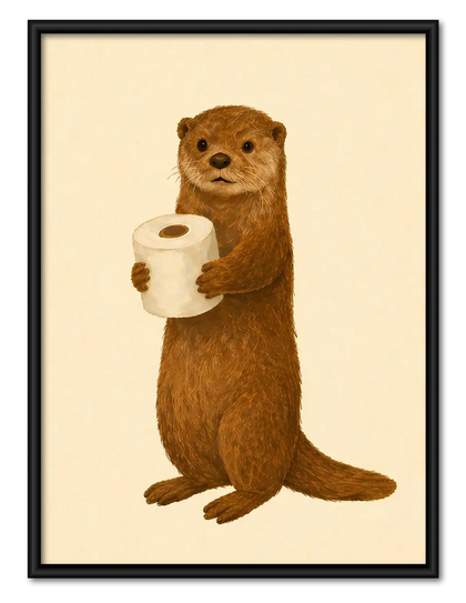 Otter Holding Toilet Paper Wall Art