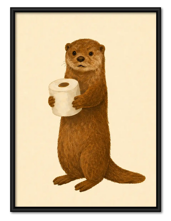 Otter Holding Toilet Paper Wall Art