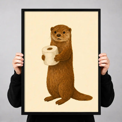 Otter Holding Toilet Paper Wall Art 3