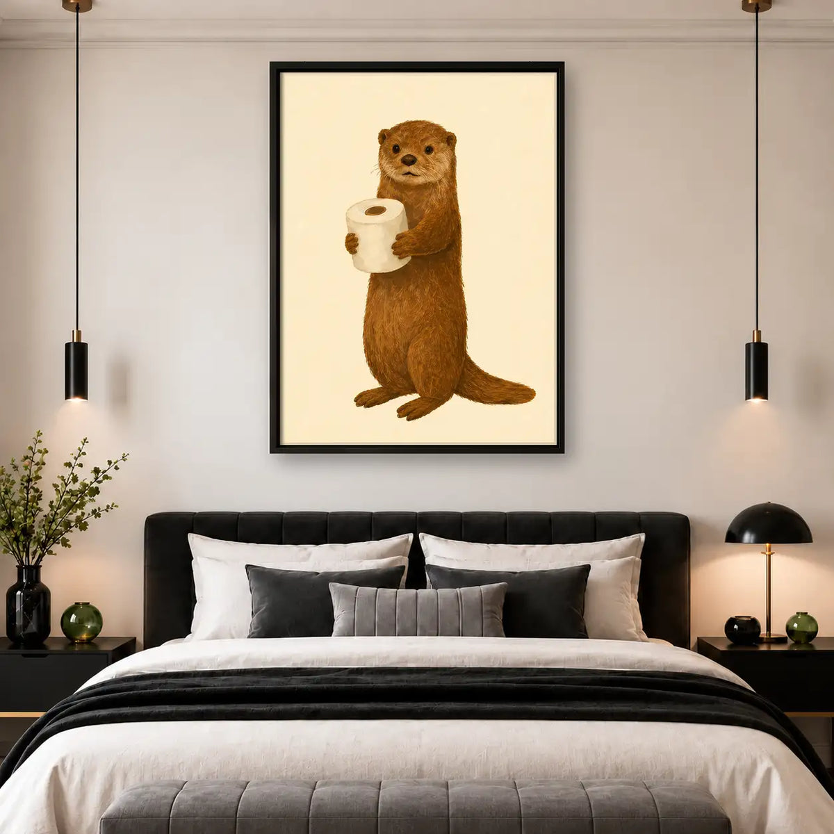Otter Holding Toilet Paper Wall Art 4