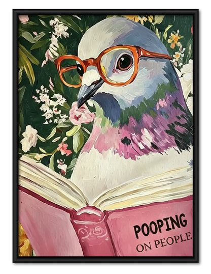 Owl Reading Pooping on People Wall Art 1