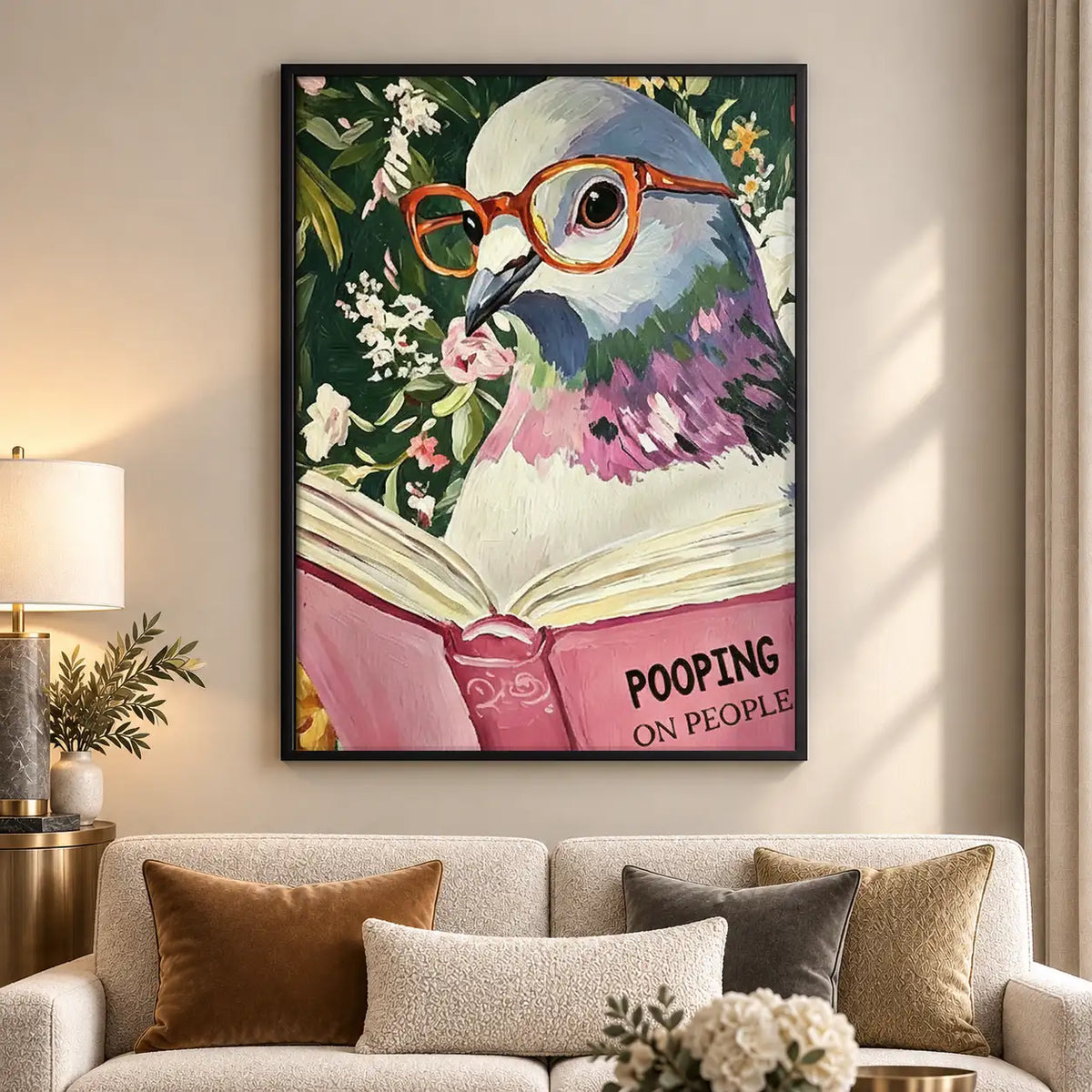 Owl Reading Pooping on People Wall Art 5