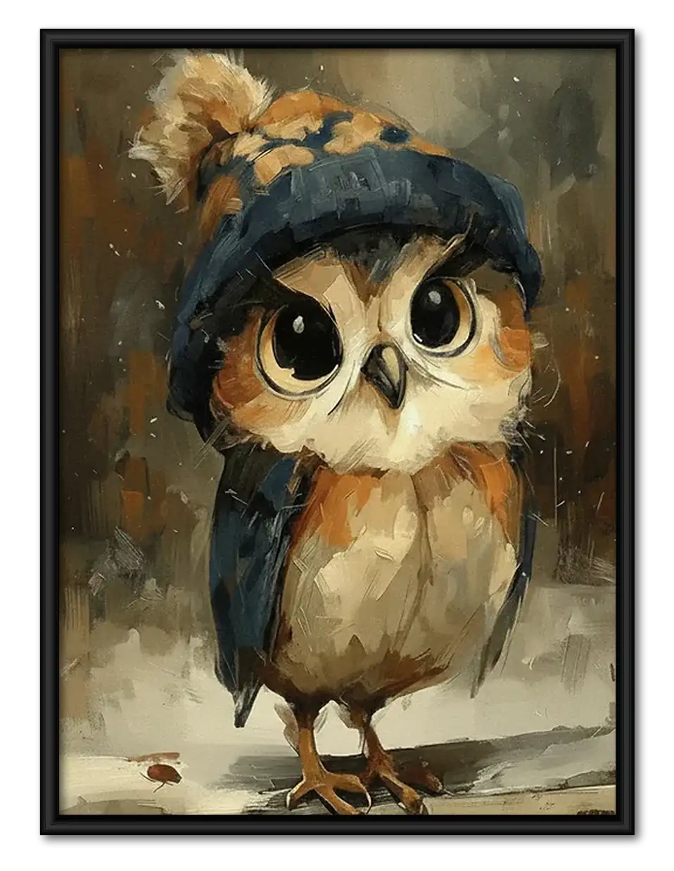 Owl Wearing Blue Beret Wall Art 1