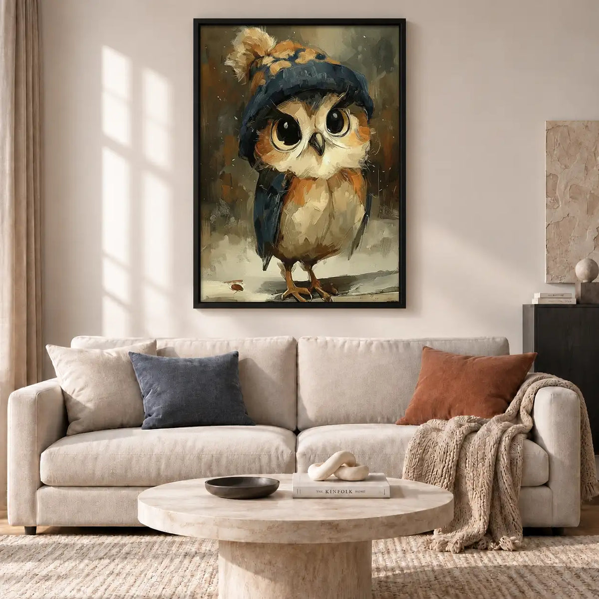 Owl Wearing Blue Beret Wall Art 2