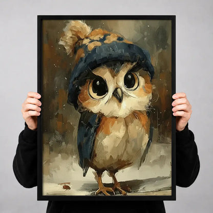Owl Wearing Blue Beret Wall Art 3