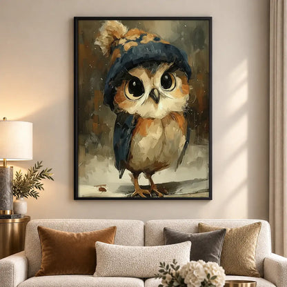 Owl Wearing Blue Beret Wall Art 5