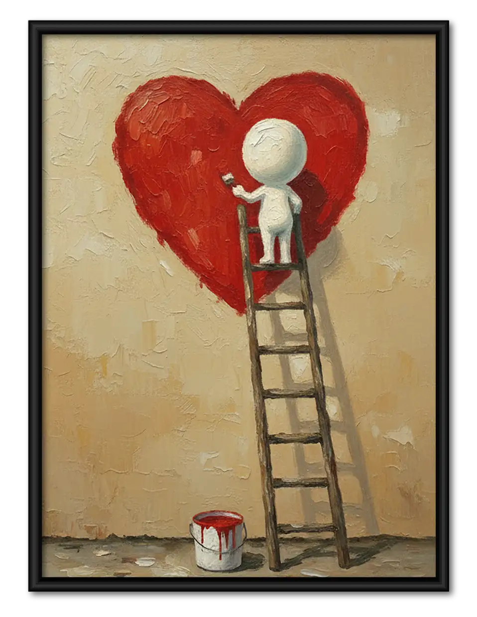 Painting a Giant Red Heart Wall Art 1