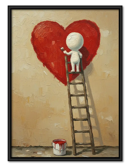 Painting a Giant Red Heart Wall Art