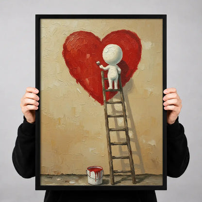 Painting a Giant Red Heart Wall Art 3