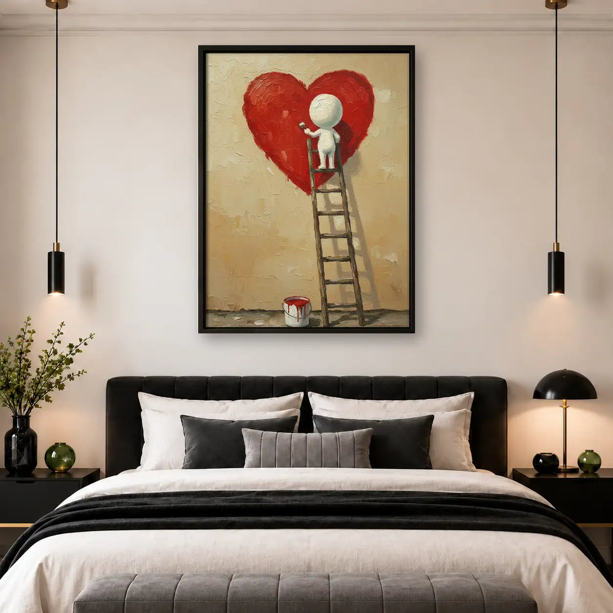 Painting a Giant Red Heart Wall Art 4