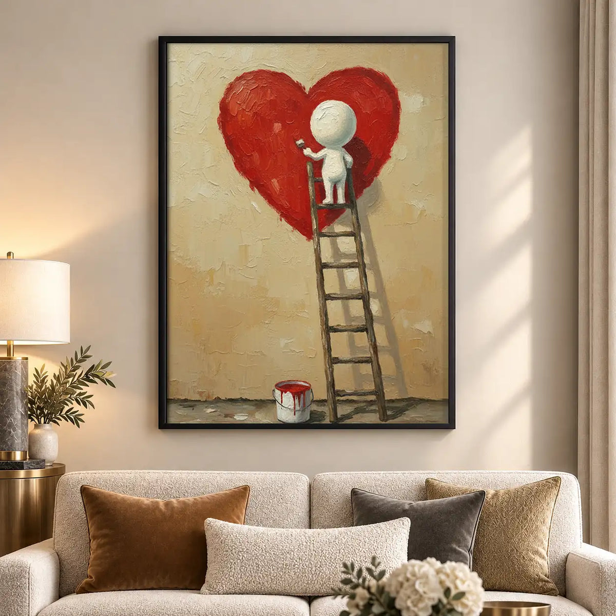 Painting a Giant Red Heart Wall Art 5