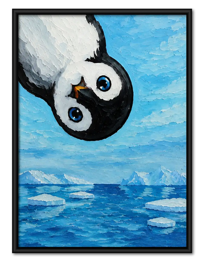 Panda Floating in Blue Water Wall Art