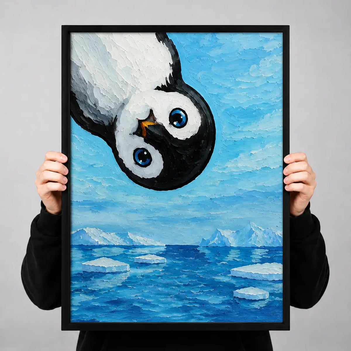 Panda Floating in Blue Water Wall Art 3