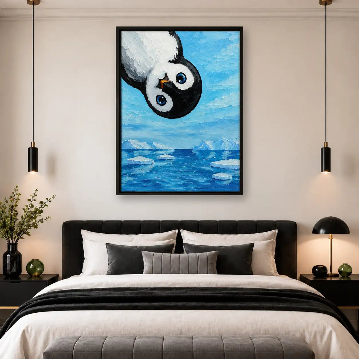 Panda Floating in Blue Water Wall Art 4