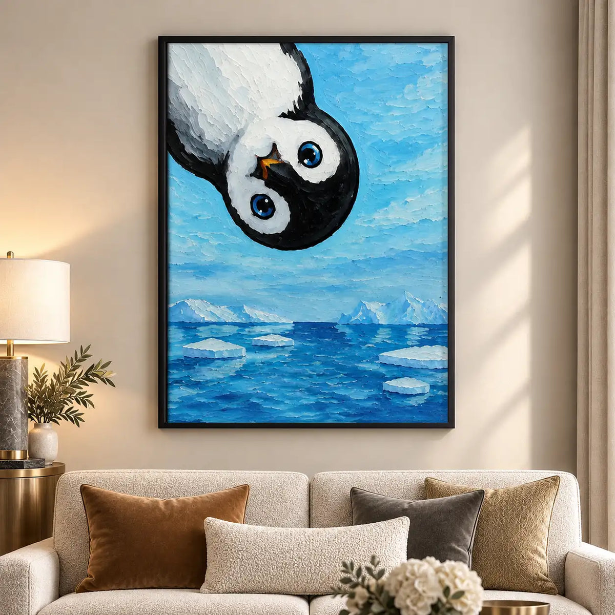 Panda Floating in Blue Water Wall Art 5
