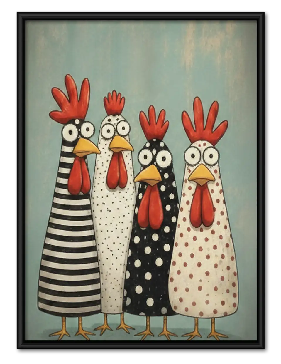 Patterned Chicken Friends Wall Art 1