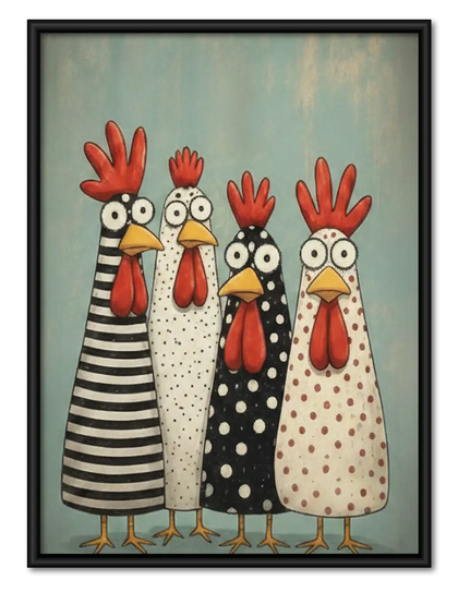 Patterned Chicken Friends Wall Art
