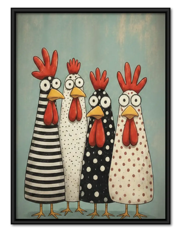 Patterned Chicken Friends Wall Art