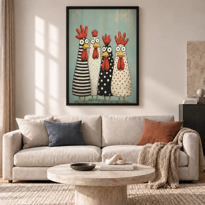 Patterned Chicken Friends Wall Art 2