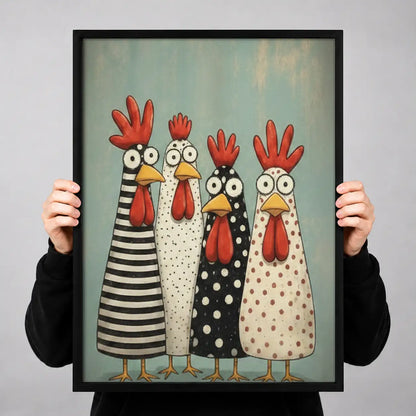 Patterned Chicken Friends Wall Art 3