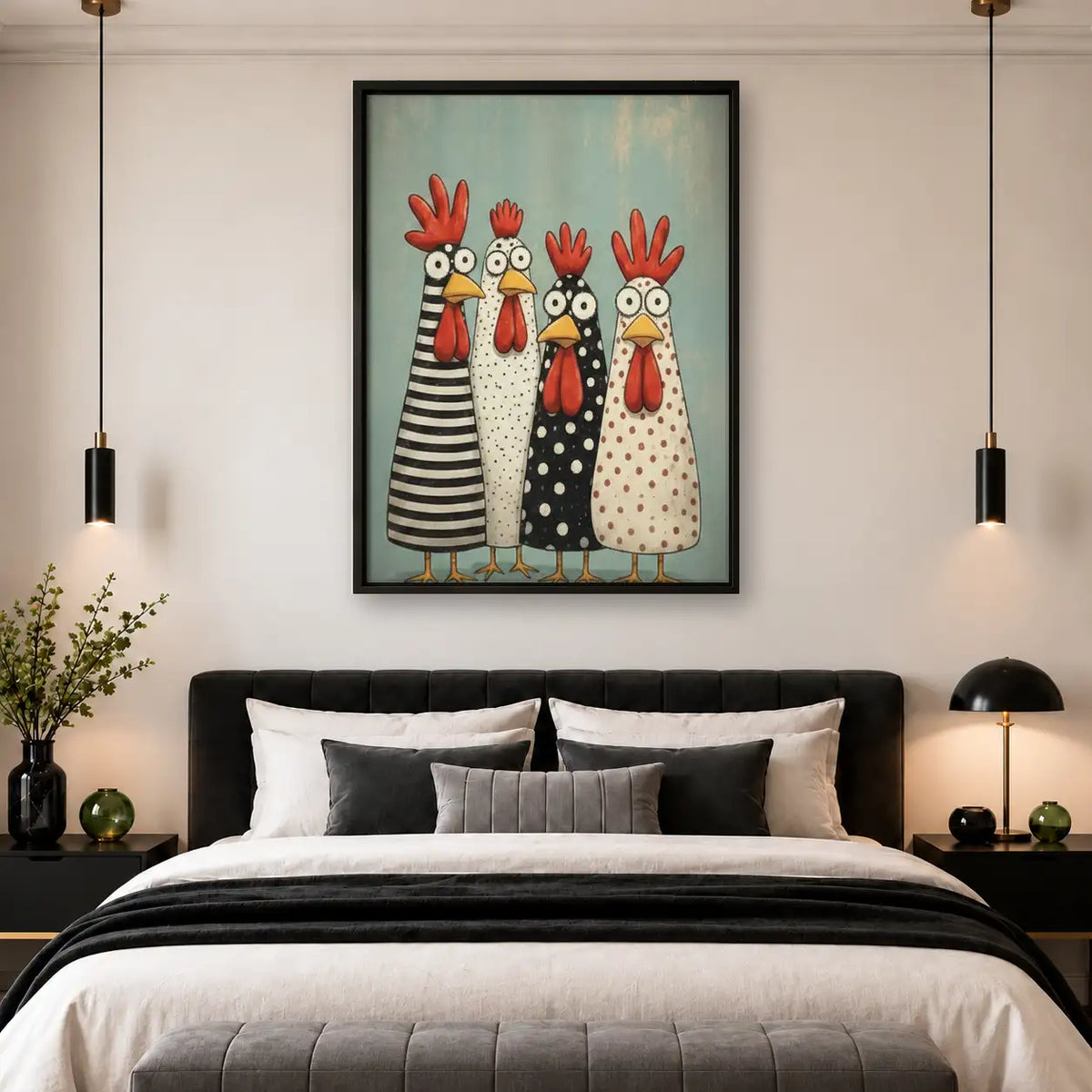 Patterned Chicken Friends Wall Art 4