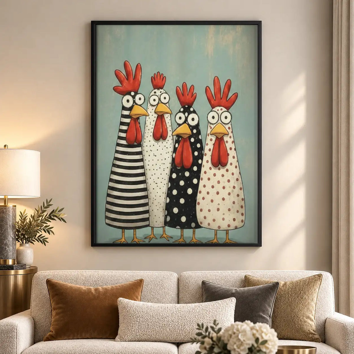 Patterned Chicken Friends Wall Art 5