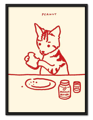 Peanut Butter Cat Kitchen Sketch Wall Art