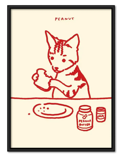 Peanut Butter Cat Kitchen Sketch Wall Art