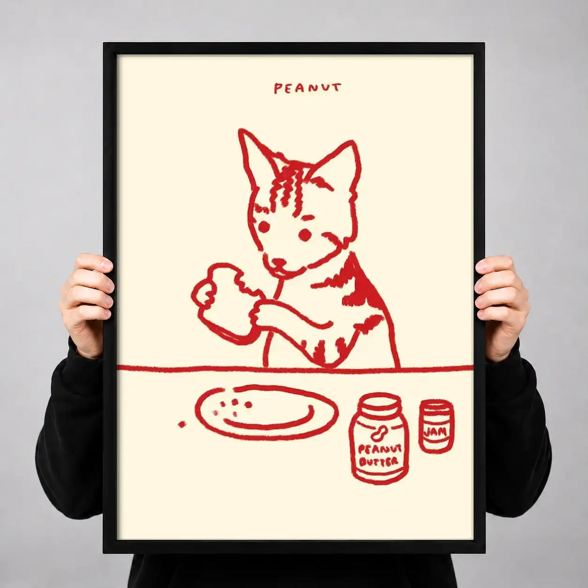 Peanut Butter Cat Kitchen Sketch Wall Art 3