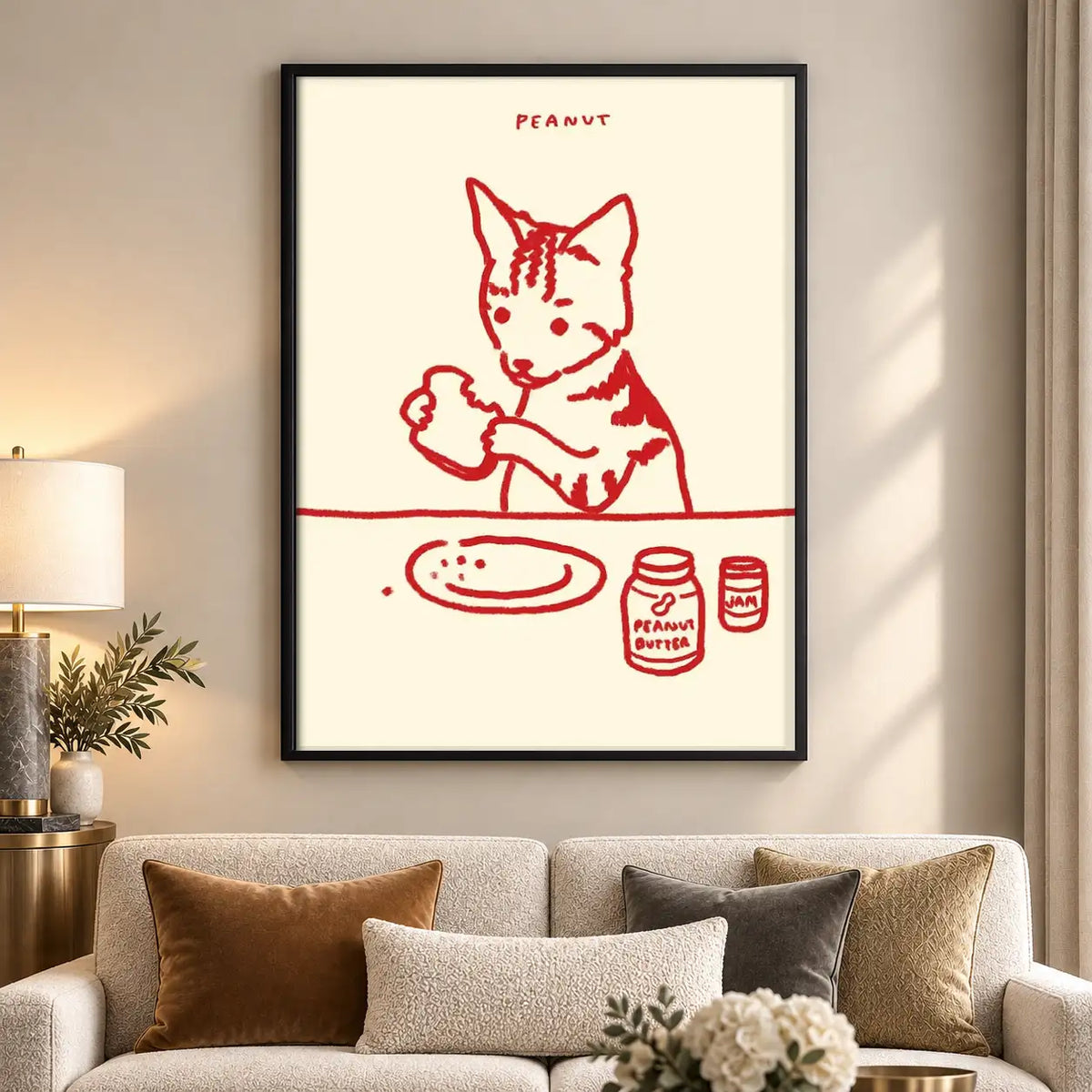 Peanut Butter Cat Kitchen Sketch Wall Art 5