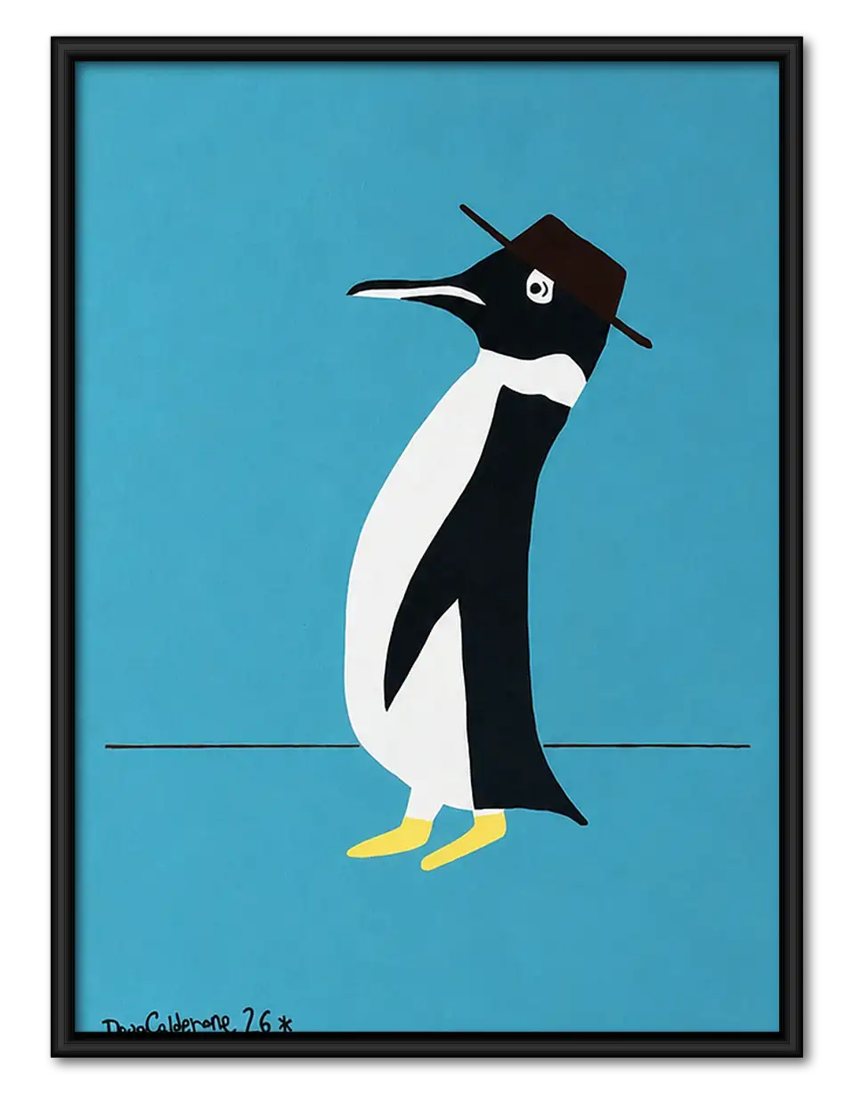 Penguin Wearing Black Fedora Wall Art 1