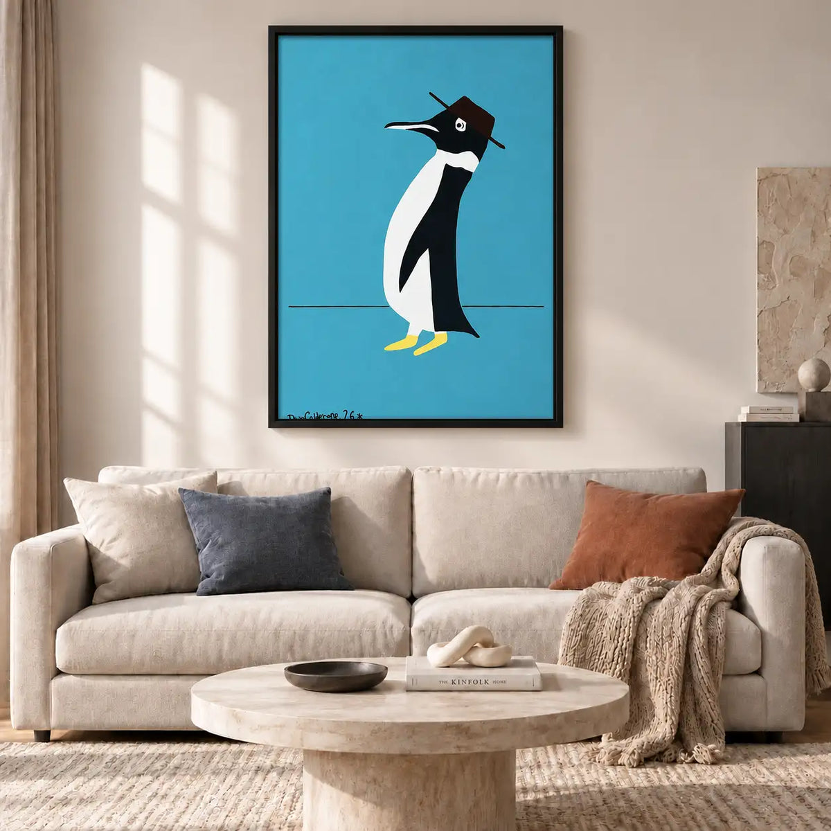 Penguin Wearing Black Fedora Wall Art 2